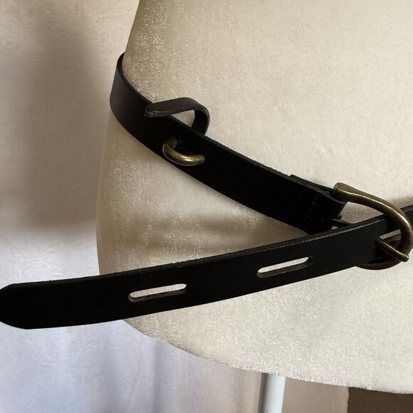 Time And Tru Punched Black Leather Belt - Women's Size S/M - Picture 9 of 15